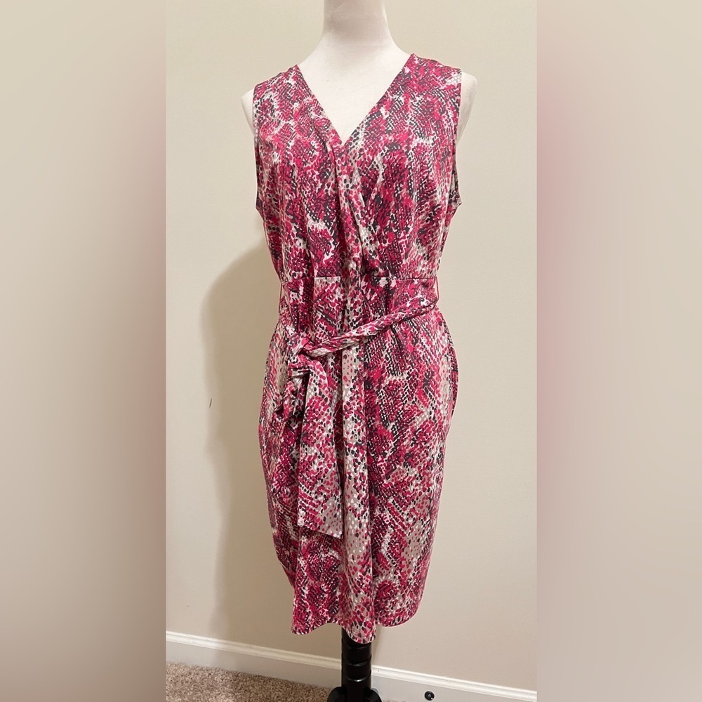 INC International Concepts Pink and White Sheath Midi Dress
